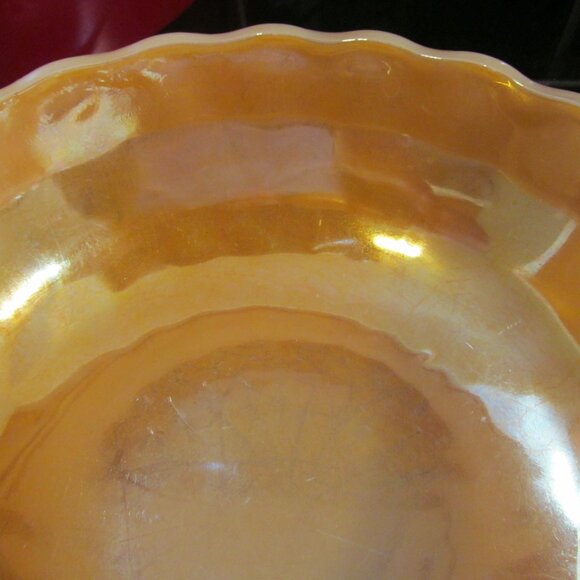 Vintage Anchor Hocking Iridescent Orange Bubble Glass Bowl 8.25" Fantastic Cond - Picture 14 of 14